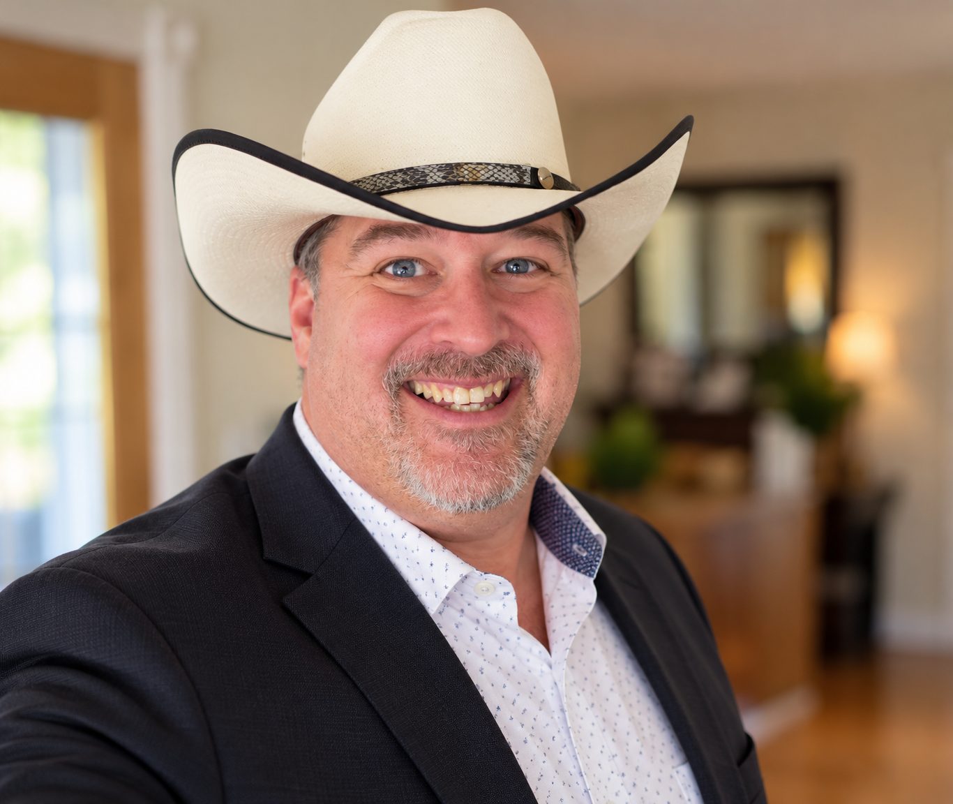 Carl Michaud in a white cowboy hat
